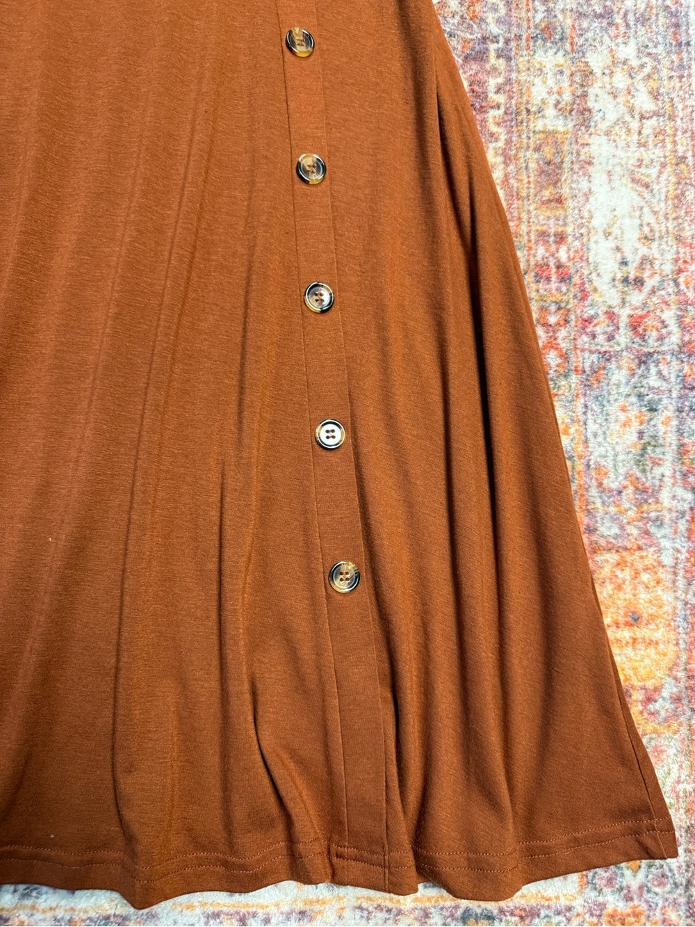 Liyinxi Rust Orange Brown Button Detail Midi Dress Size Medium - Picture 5 of 5